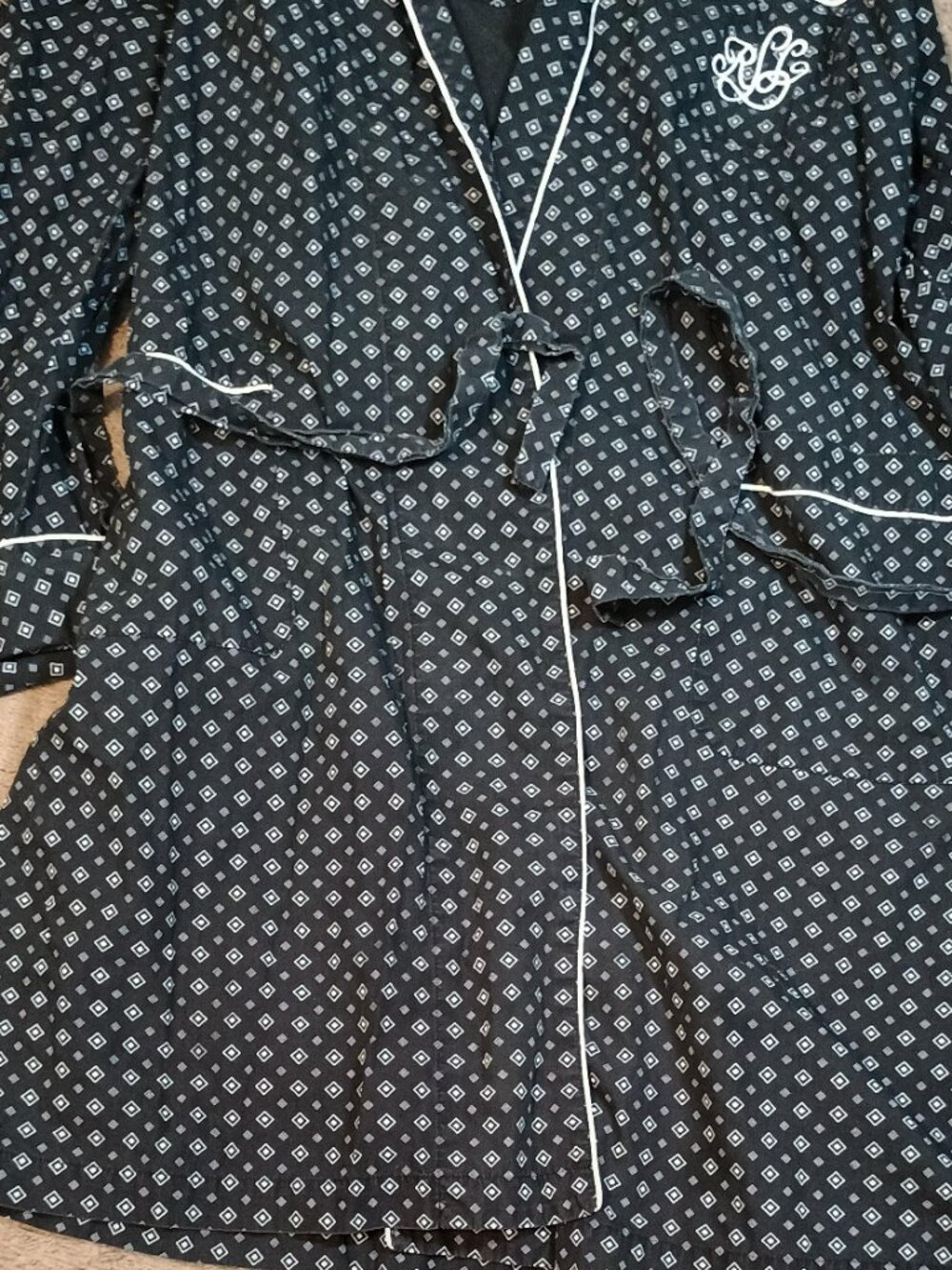 Lauren Ralph Lauren/Wrap Robe/Womens Small/Black White Geometric Kimono LRL Loun - Picture 6 of 10